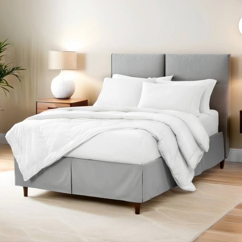 Bed Skirt Gray Bare Home Double Brushed 15" Drop Premium 1800